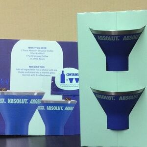 New 2 Absolut Espresso Martini Glasses